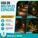Lámpara Solar LED Para exterior 51.8cm. Luz Cálida de 30 Lúmenes Con Panel Solar para jardín o patio. Set De 6 Unidades.