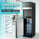 Dispensador de Agua Fría, natural y Caliente con Carga Bidón Inferior y Compresor 110V. Enfriamiento de 5°C a 10°C y Calentamiento Rápido 550W.