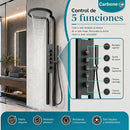 Ducha Circular Cascada con Panel Hidromasaje (55cm). Regadera Para Baño Multifuncional con Rociador Superior y Ducha Presurizada en Acero Inoxidable. Negra