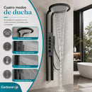 Ducha Circular Cascada con Panel Hidromasaje (55cm). Regadera Para Baño Multifuncional con Rociador Superior y Ducha Presurizada en Acero Inoxidable. Negra