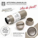Botella Térmica de Acero Inoxidable 304 con Asa. Vaso Aislado al Vacío Antifugas, con Doble Pared, Portátil para Bebidas Calientes y Frías. Color Khaki. 350ml