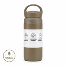 Botella Térmica de Acero Inoxidable 304 con Asa. Vaso Aislado al Vacío Antifugas, con Doble Pared, Portátil para Bebidas Calientes y Frías. Color Khaki. 350ml