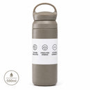 Botella Térmica de Acero Inoxidable 304 con Asa. Vaso Aislado al Vacío Antifugas, con Doble Pared, Portátil para Bebidas Calientes y Frías. Color Khaki. 500ml