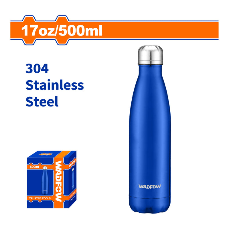 Botella Térmica De Acero Inoxidable 304 Para Agua y Bebidas 17Oz (500ml). Doble Aislamiento Al Vacío, Azul (71x265mm)