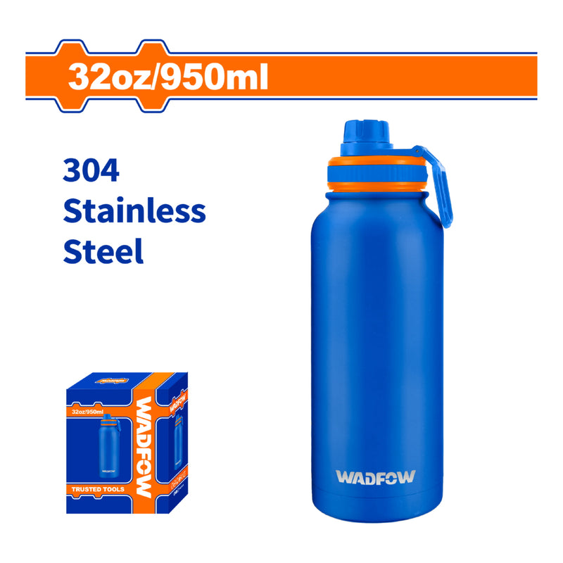 Botella Térmica De Acero Inoxidable 304 Para Agua y Bebidas 32Oz (950ml). Doble Aislamiento Al Vacío, Azul (91x271mm)