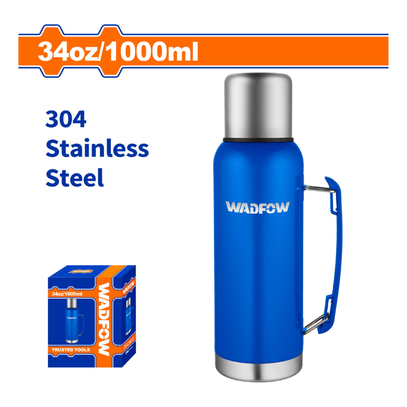 Botella Térmica De Acero Inoxidable 304 Para Agua y Bebidas 34Oz (1000ml). Doble Aislamiento Al Vacío, Azul (95x318mm)