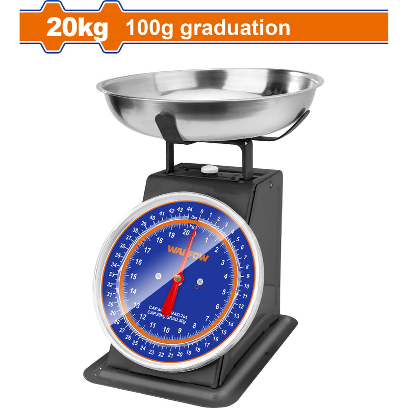 Báscula de Resorte para pesar 20kg Graduación 100g Pantalla: Placa de Dial. Báscula de Aguja. Balanza