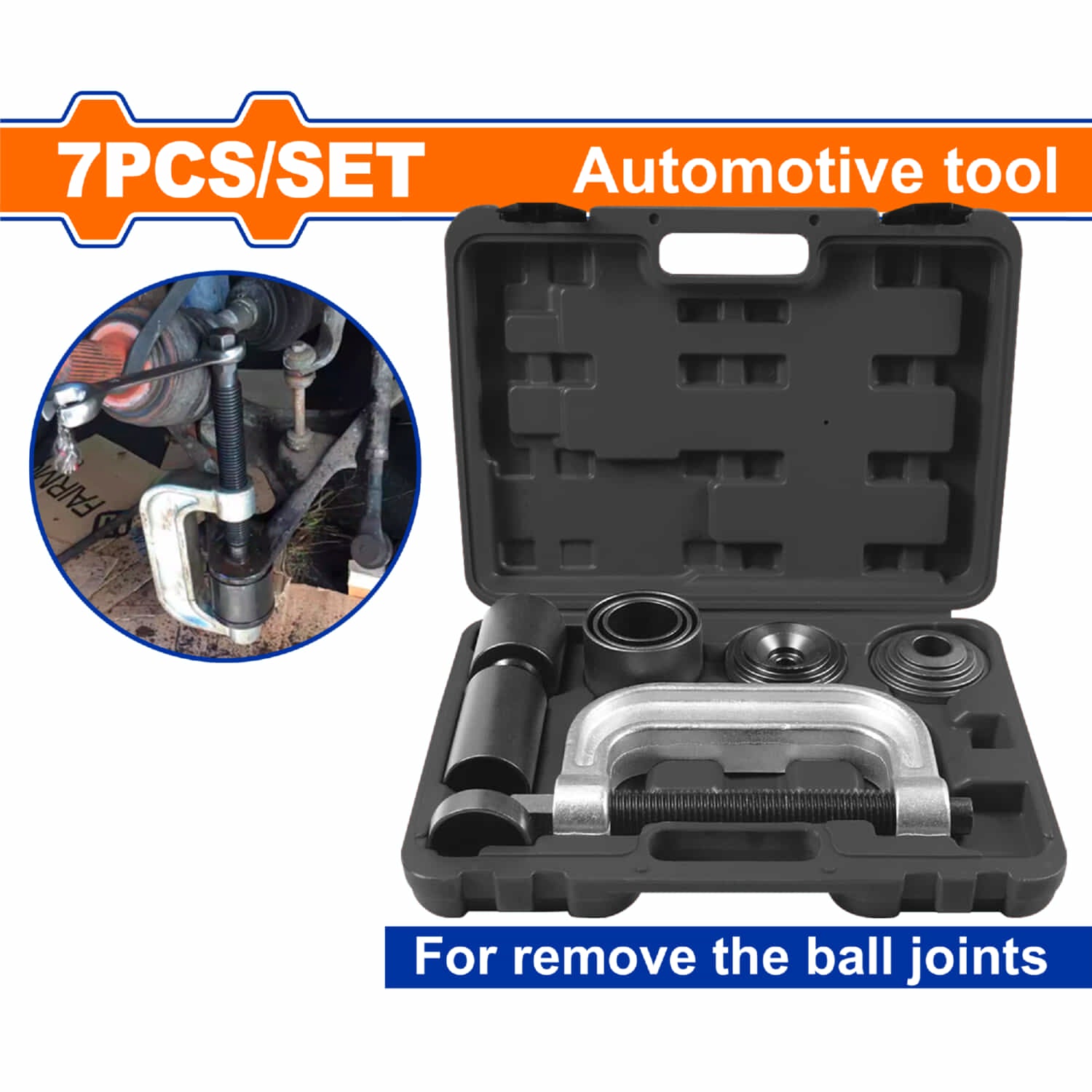 Rótulas y Juntas Prensa Tipo C Tubos Receptores. Acero al Carbono. Superficie Galvanizada. Set 7 pzas.