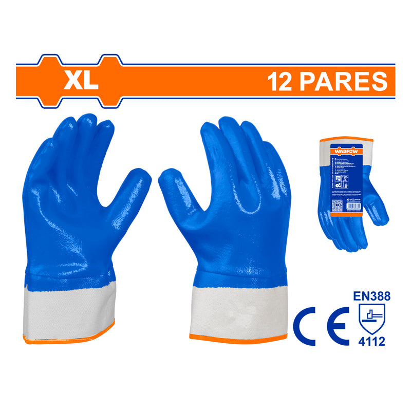 Guantes recubiertos de nitrilo. Forro de terciopelo. Tamaño XL Paquetes de 12 pares