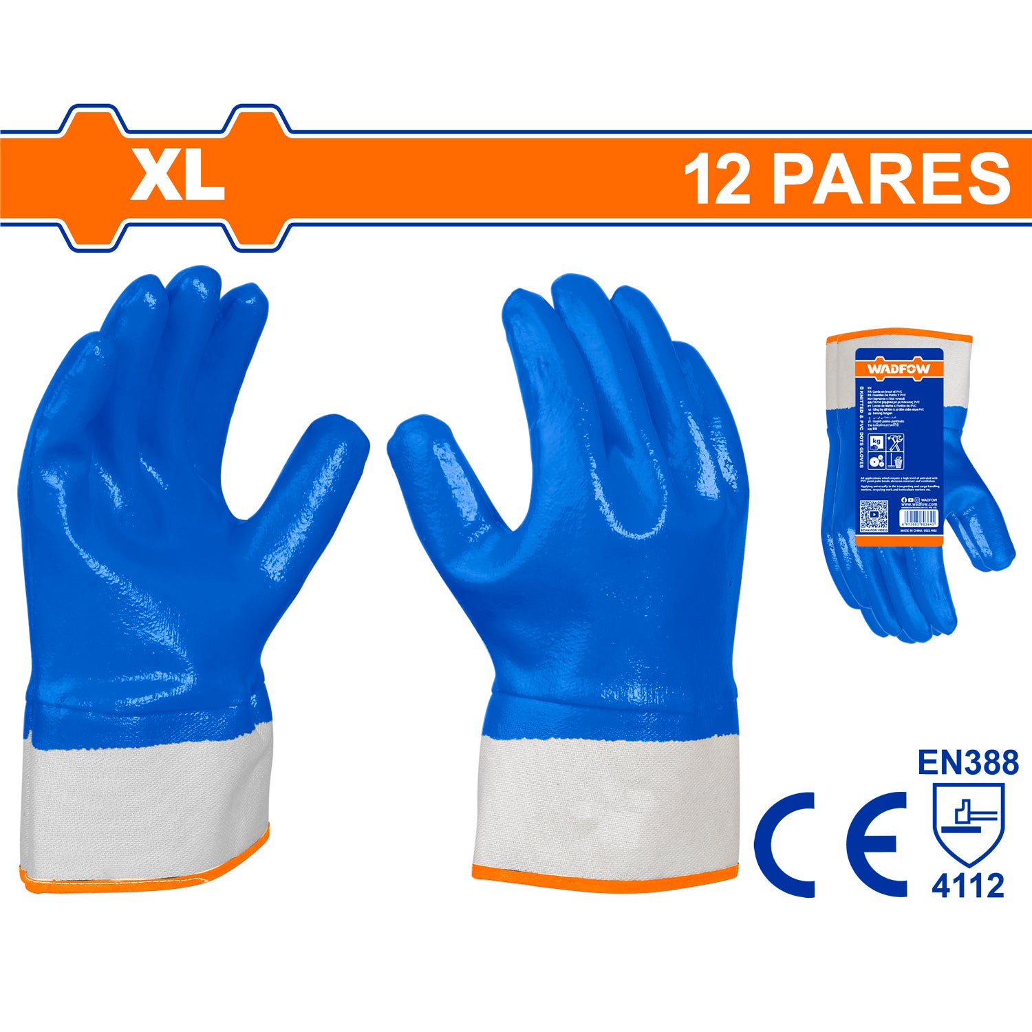 Guantes recubiertos de nitrilo. Forro de terciopelo. Tamaño XL Paquetes de 12 pares