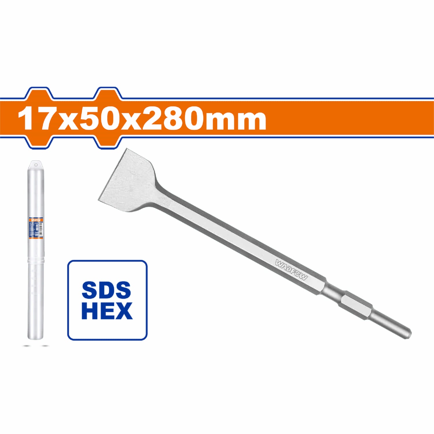 Cincel Hexagonal 17×50×280mm Plano para Concreto, Ladrillo y Cemento. Larga Duración. Compatible con WDB1D45 UWDB1D45