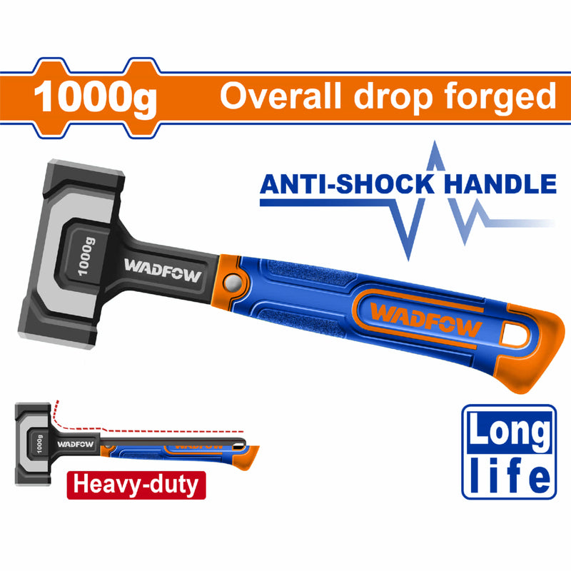 Mazo Forjado 1000g. Tratamiento térmico. Cabeza robusta y larga duración. Mango exclusivo.