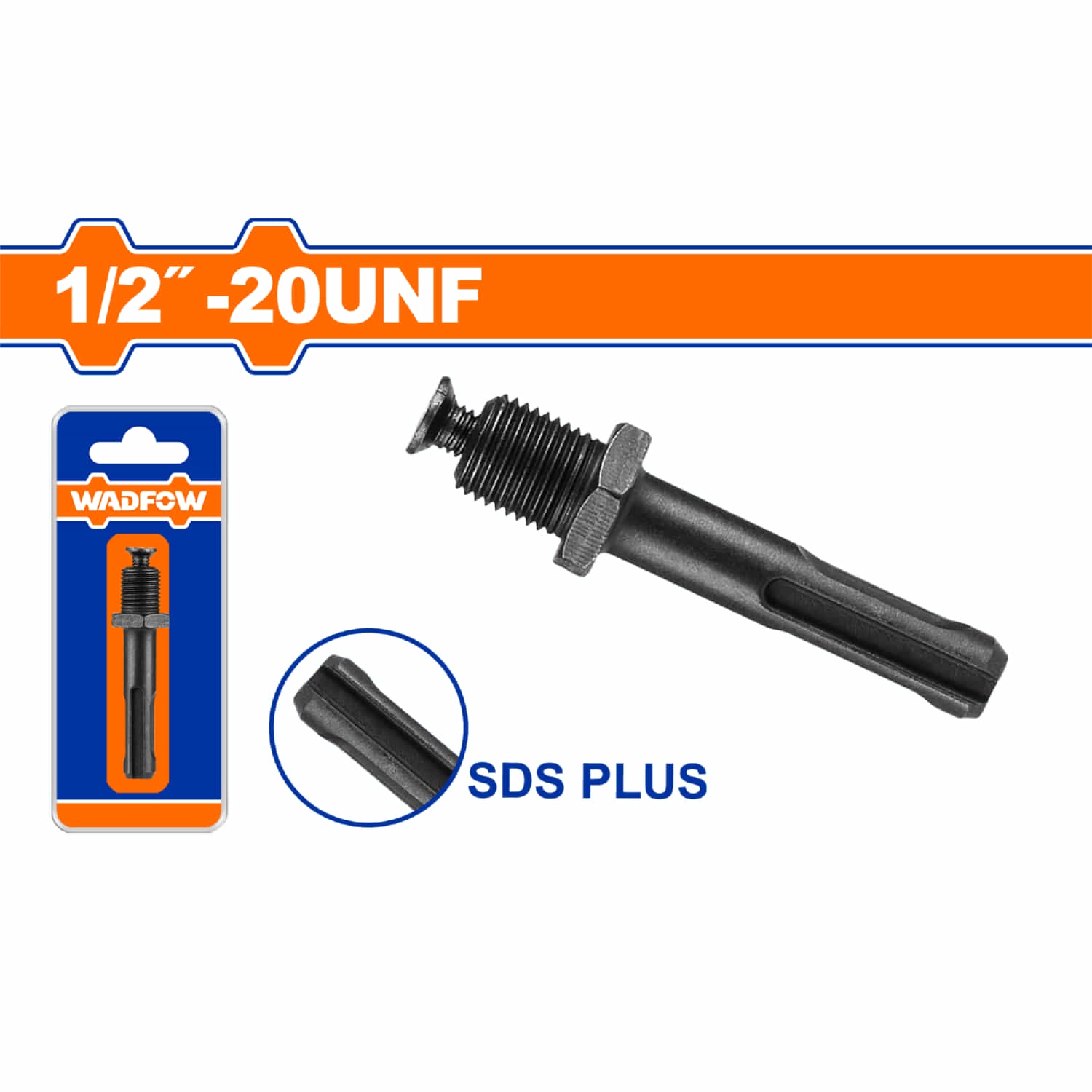 Adaptador SDS Plus 1/2''-20UNF para Portabrocas Compatible con WKCU1213 y WKCU6202. Alta Resistencia