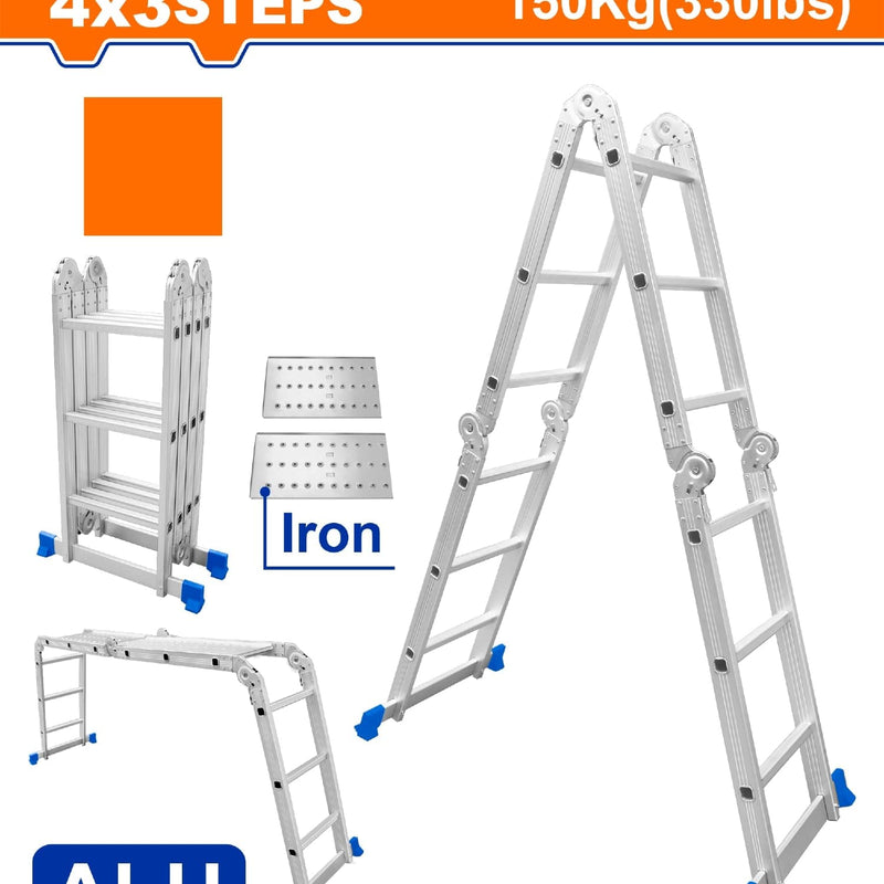 Escalera Multiposición 4X3 De Aluminio Carga Máxima: 150Kg Altura Escalon 270Mm Escalera Plegable.
