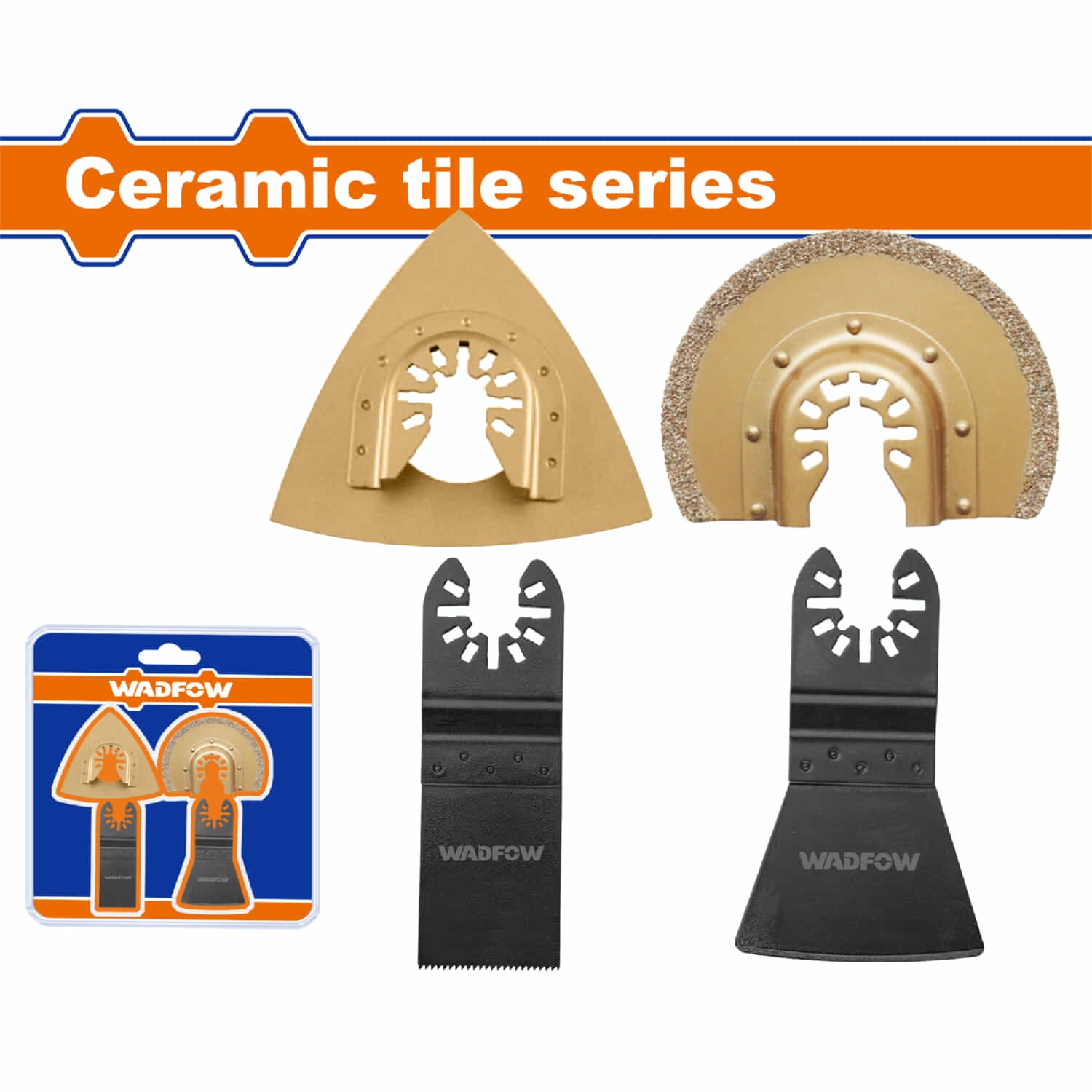 Hojas de Sierra Multifunción para Baldosas Cerámicas con Disco Carbide, Raspador Rígido y Cuchillas para Corte Fino. Set 4 pzas.