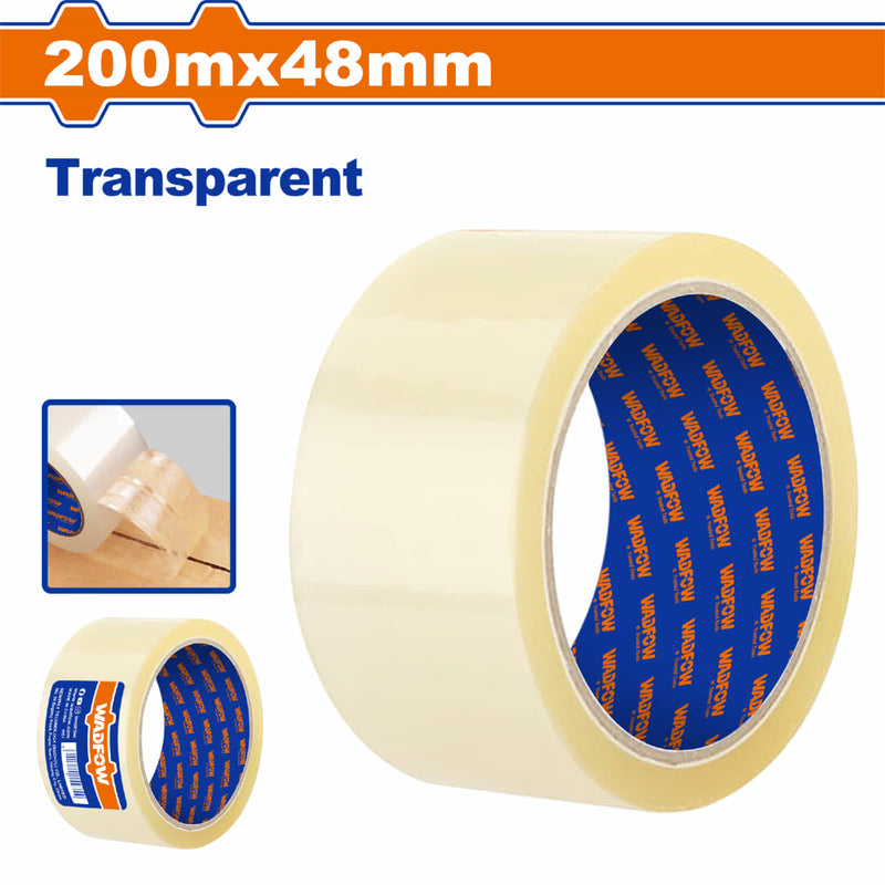 Tape de Embalaje Transparente 200mx48mm. Esp: 0.045mm. Ideal para sellar cartón. Alta viscosidad.