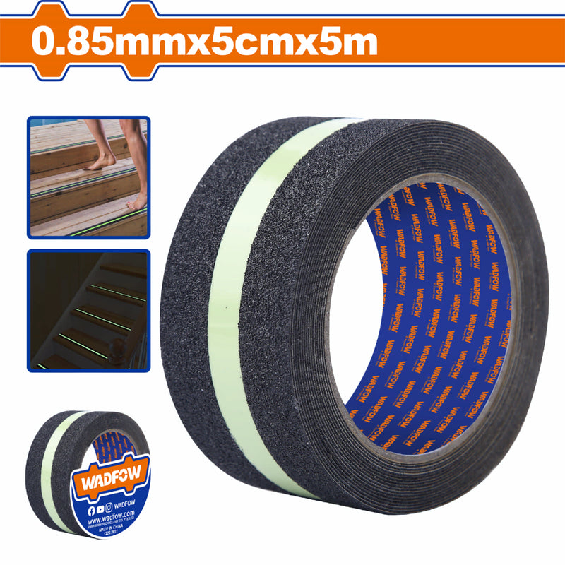 Cinta antideslizante con banda luminosa 0.85mm*5cm*5m. Fuerte adherencia. Ideal para escalones. Tape antiresbalante