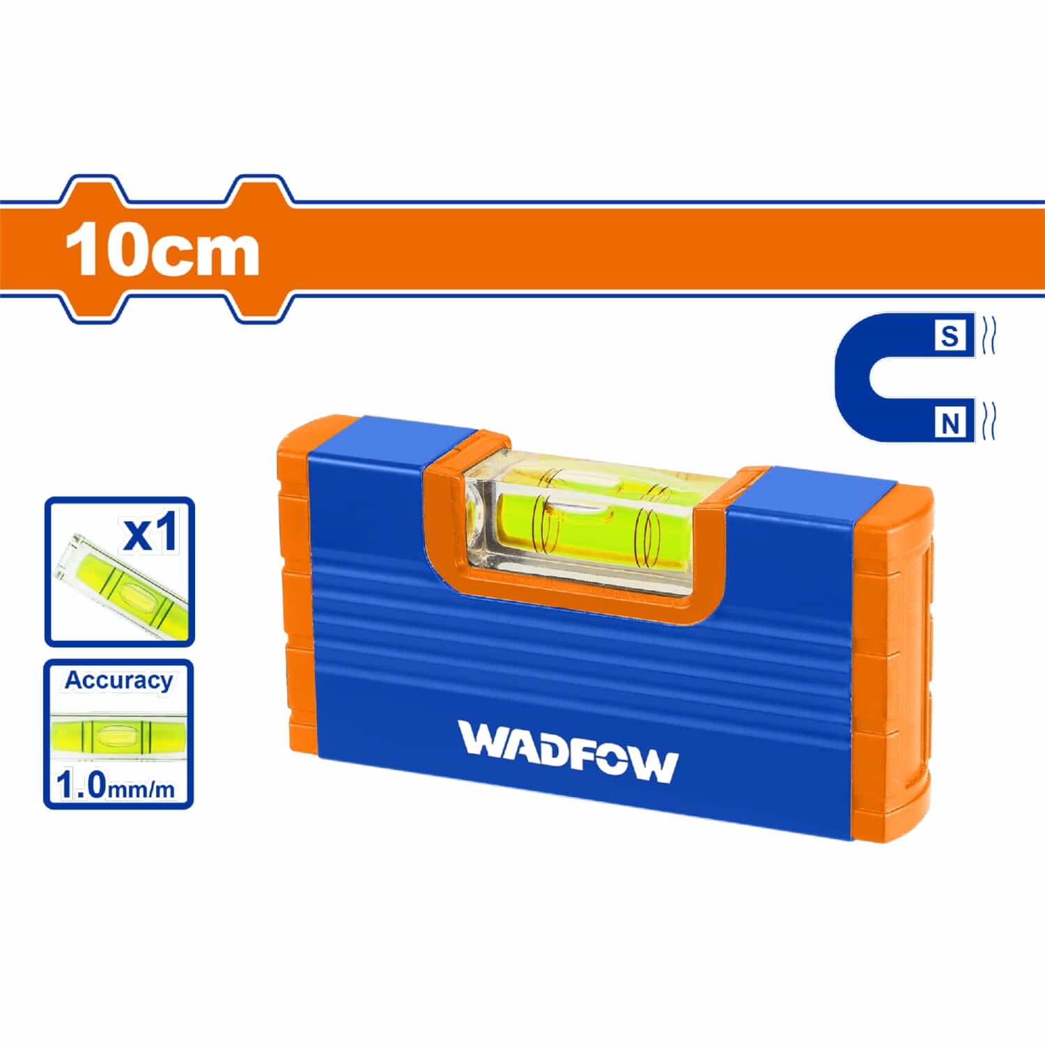 Nivel de Mano Magnético 10cm Acrílico Antigolpes. Grosor 1.0mm