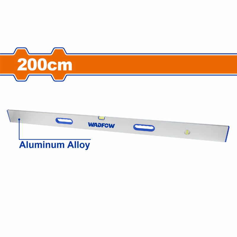Nivel de Burbuja de Aluminio 200cm. Espesor: 1.0mm 3 niveles: 90° 180°