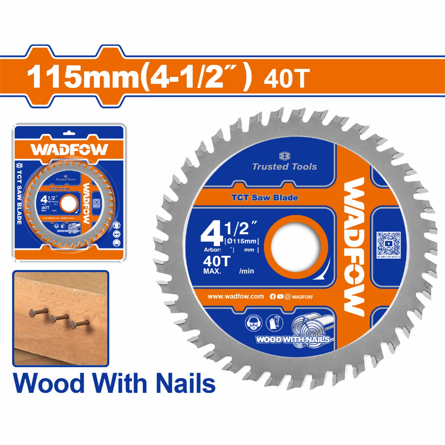 Disco De Corte Sierra TCT 115mm(4-1/2") 40T Anillos 16mm y 20mm Corte De Madera con clavos