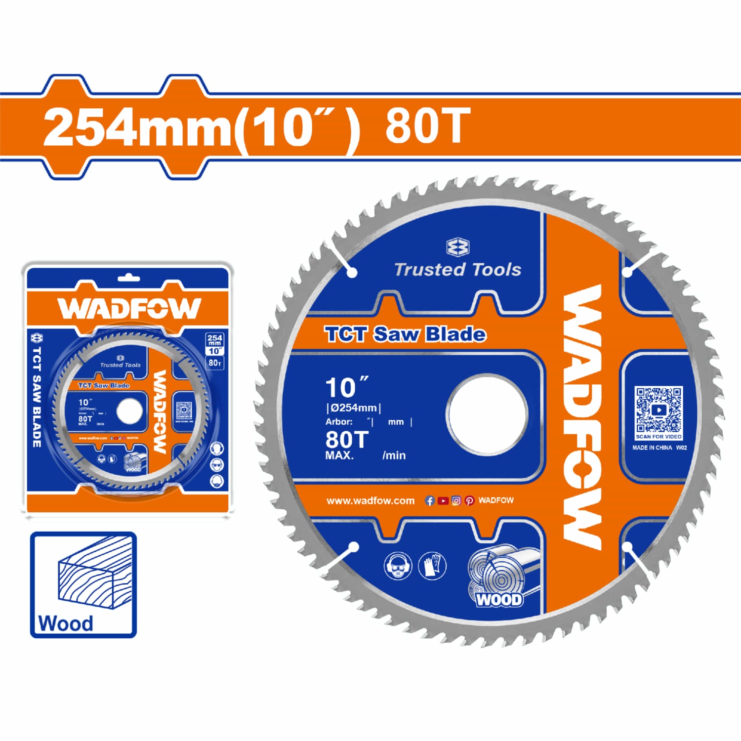 Disco De Corte Sierra TCT 254mm (10") 80T Anillos 16mm y 25.4mm Corte De Madera. Ideal Sierra Ingleteadora