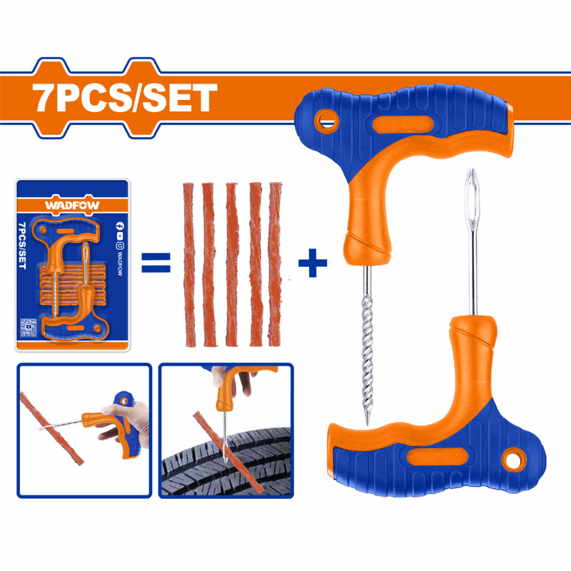 Herramientas de reparación para llantas pinchadas de automóviles, motocicletas, bicicletas. Set 7 pzas.