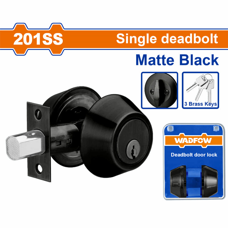 Cerradura de cerrojo de cilindro único 65mm acero inoxidable negro. 3 llaves. Con llave en un lado.