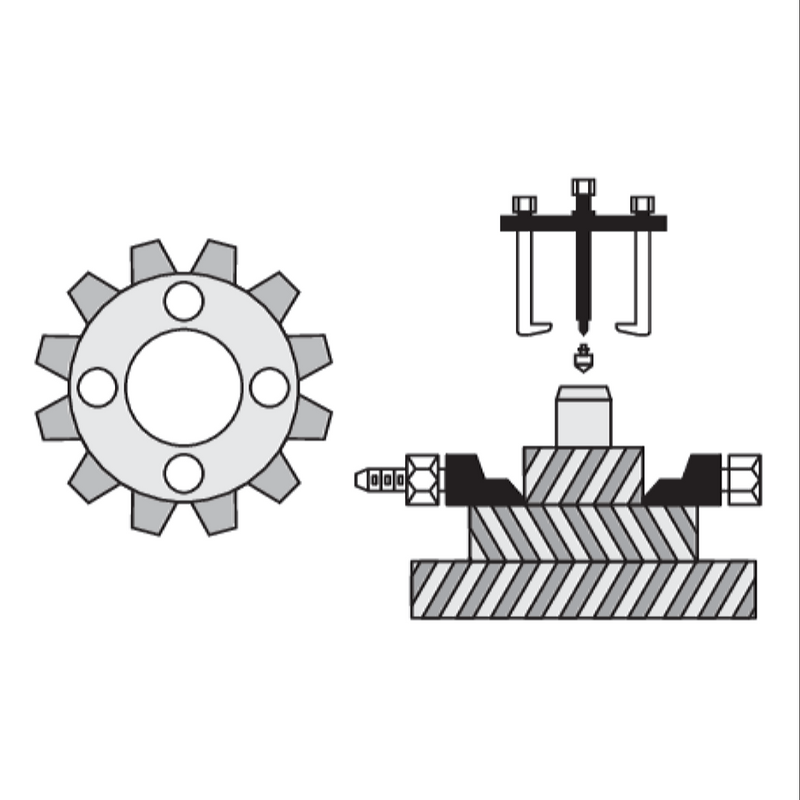 Extractor Universal De Engranajes/Rodamientos. Juego De Extractores Y Separadores. Incluye Visor Circular Doble Con Rango De 35-130Mm. Dos Separadores de engranajes. Set de 14 piezas.