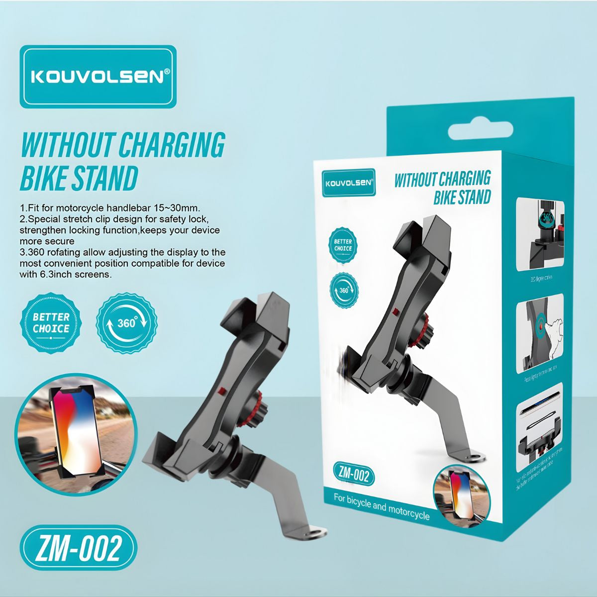 Soporte de Celular Para Bicicleta y Moto. Porta Celular Ajustable Para Manubrio Con Rotación 360°.