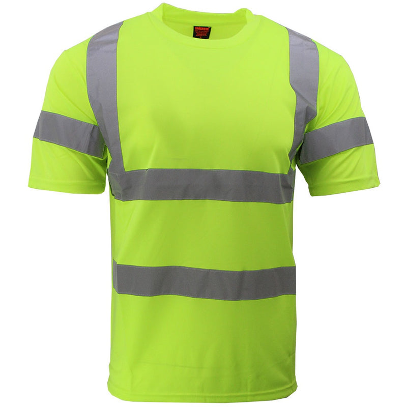 Camisa sueter manga corta amarillo fosforescente talla L drifit de seguridad con rayas reflectivas