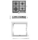 Estufa Empotrable a Gas 60 cm 3 Quemadores y 1 Wok Dual 5kW, Acero Inoxidable 110V
