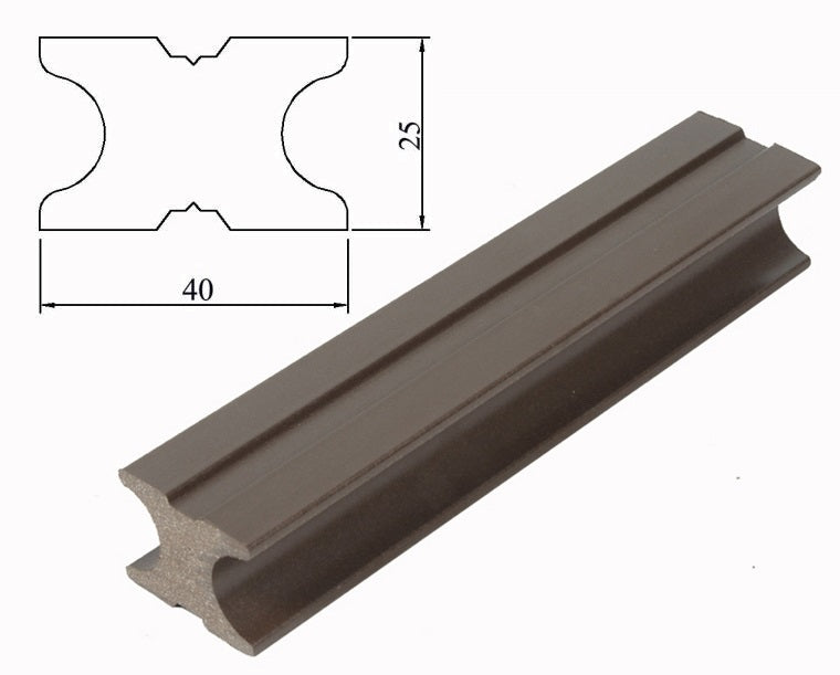 Perfil Vigueta WPC para montaje piso Deck exteriores 25x40x2900 mm