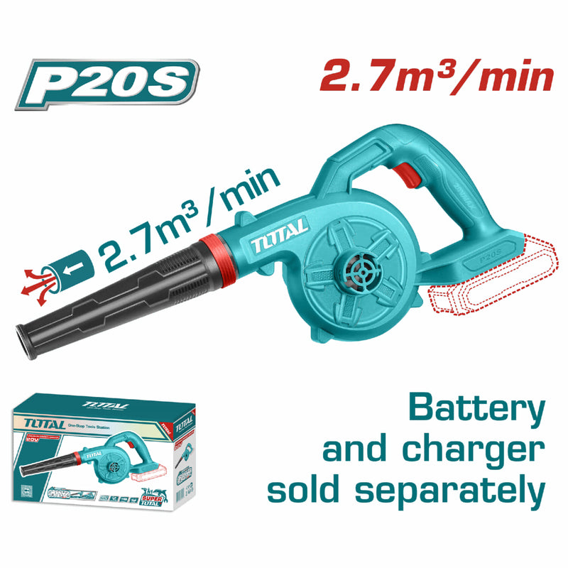 Soplador blower 20V Inalámbrico 2.7 m³/min 18000 rpm No Incluye batería ni cargador.