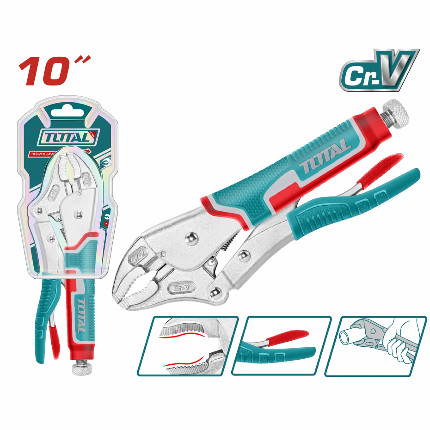 10" Alicate de presion mandibula curva Cr-V 10" HRC52-HRC60