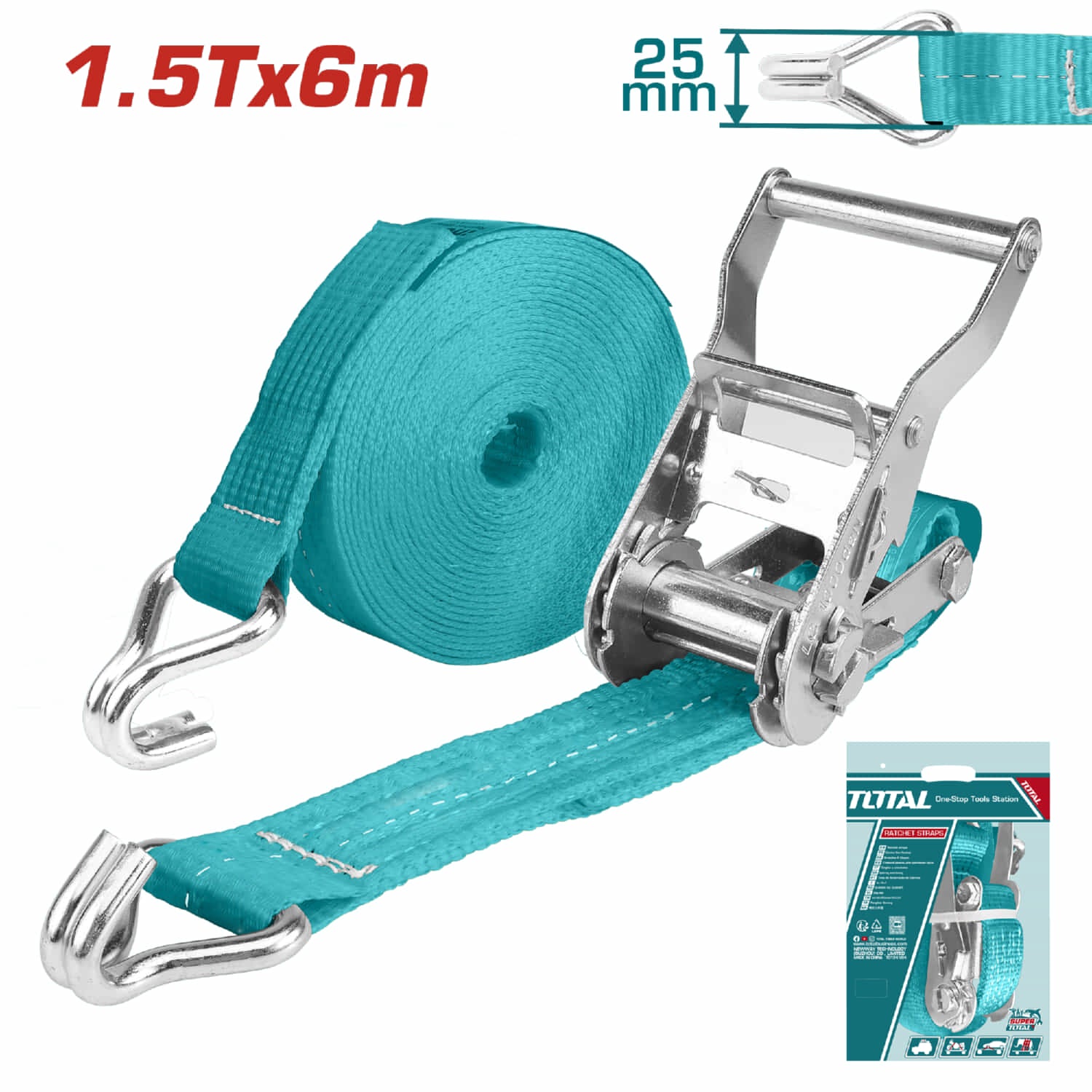 Correa tensora de amarre 1.5T 6M 25mm ancho