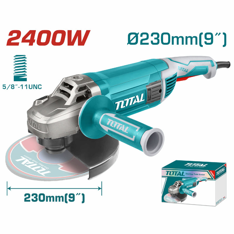 Flexible Electrica de 9". Potencia de 2400 W. Velocidad Max. sin peso: 6400 rpm. Rosca: 5/8 "-11 UNC