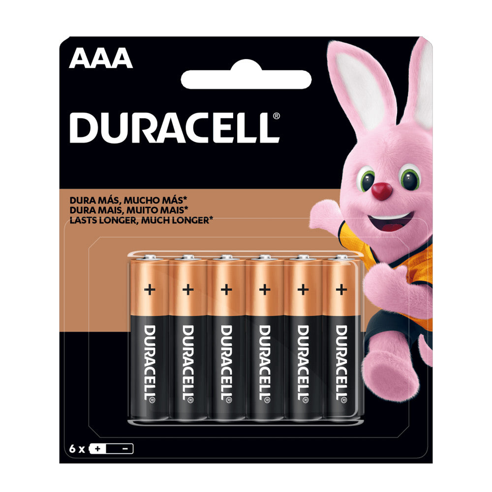 Baterías Alcalinas AAA - Duracell. Paq 6 Und