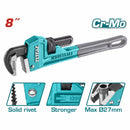 Llave de tubo forjada acero alta calidad. Remache sólido.Diámetro Max sujeción: 27mm. 8 "(200mm)