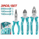 Kit de Alicates de 3 pzas. De Combinacion de 8", De Punta larga de 6", De corte diagonal de 6".