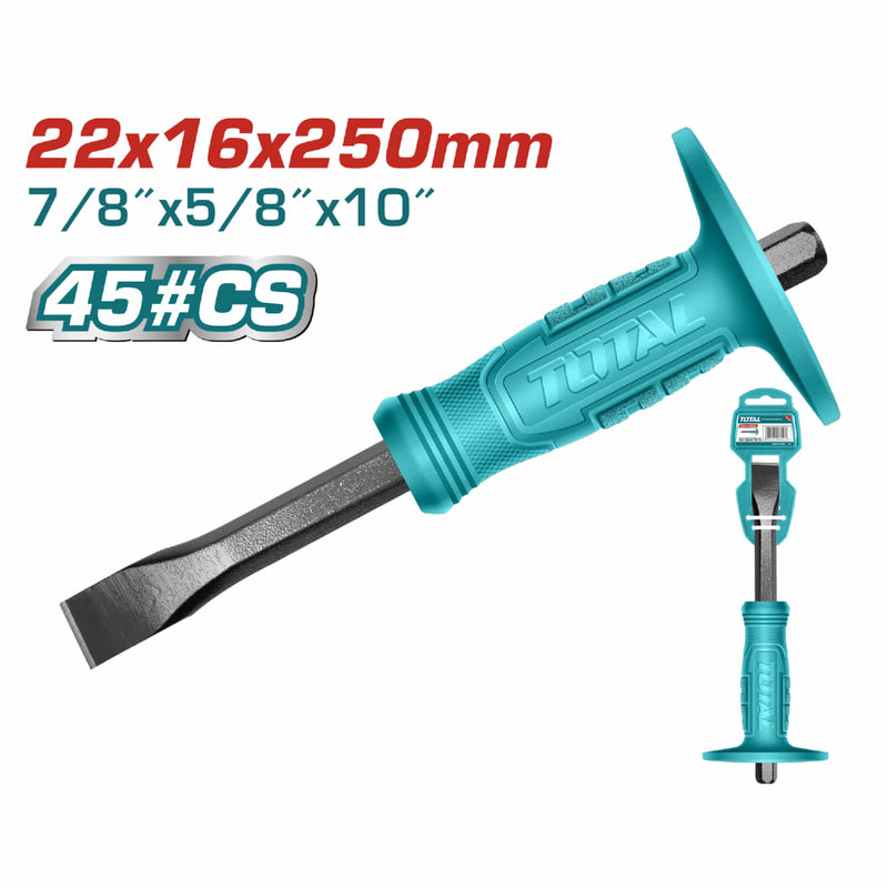 Cincel de 22 mm cabeza, mango 16 mm largo 250 mm. Alta calidad igual a stanley