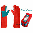 (1 par) Guantes de soldador largos de 16". Cocido con kevlar para evitar que se queme.