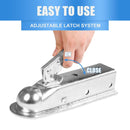 Acoplador para Remolque Universal 2 Pulgadas con Cierre Ajustable. Enganche de Acero Galvanizado para bola de enganche.