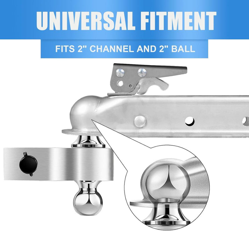 Acoplador para Remolque Universal 2 Pulgadas con Cierre Ajustable. Enganche de Acero Galvanizado para bola de enganche.