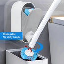 Cepillo de Inodoro con Cabezales Desechables y base de Pared. Incluye 8 Cabezales de repuesto. Limpieza de servicio retrete.