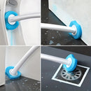 Cepillo de Inodoro con Cabezales Desechables y base de Pared. Incluye 8 Cabezales de repuesto. Limpieza de servicio retrete.