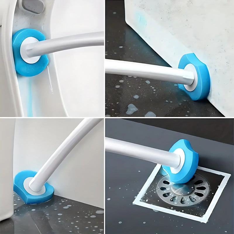 Cepillo de Inodoro con Cabezales Desechables y base de Pared. Incluye 8 Cabezales de repuesto. Limpieza de servicio retrete.