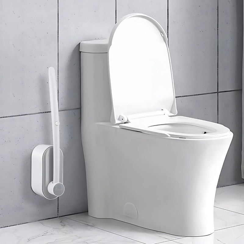 Cepillo de Inodoro con Cabezales Desechables y base de Pared. Incluye 8 Cabezales de repuesto. Limpieza de servicio retrete.