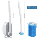 Cepillo de Inodoro con Cabezales Desechables y base de Pared. Incluye 8 Cabezales de repuesto. Limpieza de servicio retrete.