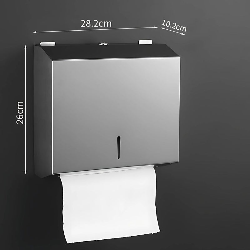 Dispensador de Papel Toalla con llave para Pared. Portapapel de acero inoxidable para baño. Caja de papel de mano.