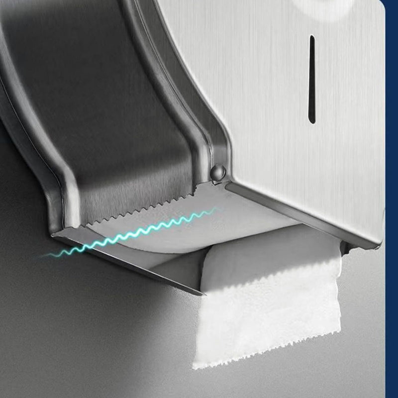 Dispensador de Papel Higiénico de Acero Inoxidable con Bandeja para Celular. Portarrollos Jumbo con cerradura.